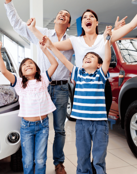family buying car happy they used credit repair services